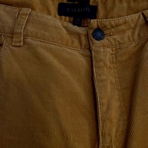 Gold color corduroy straight leg 5 pocket pants. Size 10